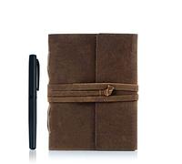 Diario de piel hecho a mano, cuaderno de escritura, cuaderno diario encuadernado para hombres y mujeres, papel a rayas, tamaño mediano, 20.32 x 15.24 cm, marrón marrón