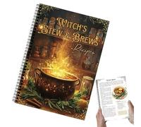 Diario de recetas, recetas retro de Halloween, guía de preparación de brujas de 8.5 x 5.7 pulgadas, páginas de sección de notas, diseño apto para principiantes para cocina, hogar, cena diaria, fiesta
