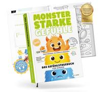 Diario de sentimientos para niños a partir de 5 años - 120 días con preguntas cambiantes, rompecabezas y dibujos para colorear - Con 30 monstruos de sentimientos y 12 juegos de audio (aprox. 120 min