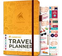 Diario de viaje de Clever Fox: planificador de vacaciones con presupuesto, lista de equipaje, seguimiento de gastos, diario de viaje, organizador