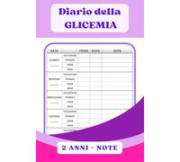 DIARIO DELLA GLICEMIA: Quaderno per il controllo del DIABETE (tipo 1 e/o 2)-MONITORAGGIO DEI VALORI DELLA GLICEMIA E INSULINA PER 2 ANNI