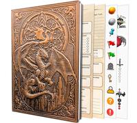 Diario DnD | Cuaderno D&D con tapa dura en relieve de dragón 3D | Diario de personajes DnD y rastreador de campañas | Más de 150 calcomanías DnD incluidas | Hojas de personajes de D&D | Regalos de