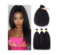 Diario Extensiones de cabello humano de 1/3/4 Uds., paquetes de cabello humano liso Yaki for mujeres negras, paquetes rectos rizados de 8-40 pulgadas, extensiones de cabello Remy indio para citas(14 1