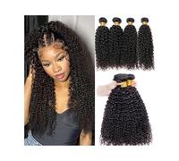 Diario Extensiones de cabello humano indio rizado, 1, 3 o 4 mechones, tejido afro rizado Remy para citas(12inches 1pc)
