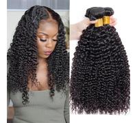 Diario Extensiones de cabello humano rizado rizado mongol, 1/3/4 piezas, extensiones de cabello Natural, cabello humano de mujer superior para citas(REMY HAIR_24 26 28 30)
