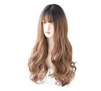 Diario Fiesta Peluca Long Wavy Wigs For Women Synthetic Heat Resistant Fiber Wig Sweet Girl Wig Pelucas (Color : C, Size : 26in)