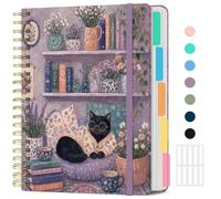 Diario grande con espiral para mujer, lindo cuaderno de tapa dura de 5 asignaturas para el trabajo, 8.5 x 11 pulgadas con separadores y pestañas extraíbles, rayas universitarias, diario estético de
