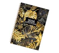 Diario mensual 2026 con doble bobina, con estampado de flores, planificador semanal para tareas de programación diaria y organización de planes, portátil