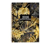 Diario mensual 2026 con doble bobina, con estampado de flores, planificador semanal para tareas de programación diaria y organización de planes, libro de flores