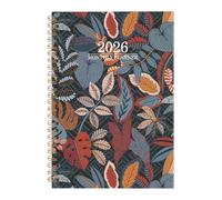 Diario mensual 2026 con doble bobina, con estampado de flores, planificador semanal para tareas de programación diaria y organización de planes, portátil