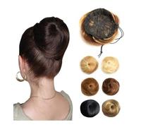 Diario Moño de cabello humano, moño de dona instantáneo, coleta con cordón Postizos(P12-613)