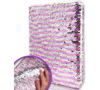 Diario Niña de Lentejuelas Reversible, 21x14cm 80 Hojas Arcoíris Cuaderno Niños de Lentejuelas Libretas A5 para Secreto Escribiendo Juguetes Pequeñas para Cumpleaños Regalo Niña 5 6 7 8 9 10 Años