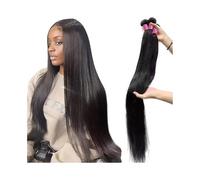 Diario Paquetes de cabello humano de 10 a 40 pulgadas, 1/3/4 piezas, paquetes de tejido de cabello brasileño crudo, paquetes de cabello humano liso y sedoso, extensiones de cabello para citas(34 34 34