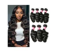 Diario Paquetes de ondas sueltas de 8 a 30 pulgadas, paquetes de tejido de cabello humano brasileño, paquetes de 1/3/4, extensiones de cabello humano negro natural for mujer para citas(22 22 22)