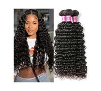 Diario Paquetes de tejido de cabello rizado brasileño for mujeres negras, paquetes de 1/3/4 paquetes de tejido de cabello humano de onda profunda, extensiones de cabello Remy para citas(26 26 26)