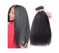 Diario Paquetes rectos rizados paquetes de cabello humano for mujeres negras, 1/3/4 piezas Yaki paquetes de cabello humano recto color natural extensión de cabello Remy brasileño para citas(22 24 26)