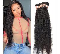 Diario Paquetes rizados rizados Paquetes de cabello humano Paquete de cabello Remy brasileño rizado de 8-40 pulgadas Extensiones de cabello humano de doble trama natural for mujeres negras para citas(