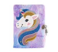 Diario para niñas con candado, cuaderno de unicornio de peluche, libretas A5, blocs de notas de unicornio para niñas, niños, escuela, adecuado para escribir, dibujar, ideas de regalos de cumpleaños