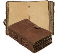 Diario Pequeño Clasico de Cuero Vintage - Diario Encuadernado de Cuero Antiguo Hecho a Mano con Papel de Borde Rústico Desgarrado Antiguo - Para Escribir, Diario, Tomar Notas, Dibujar - 10.5 x 15 cm