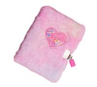 Diario rosa con cerradura - Cuaderno de corazón para niñas | Diario secreto de peluche para escribir | Para niños de 6 a 12 años, idea de regalo de cumpleaños para, ocio escolar, I