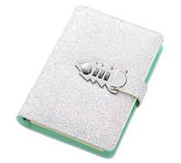 Diario Secreto 185 * 135mm 260 páginas código de lentejuelas agenda bloqueo manual grueso Oficina escuela papelería exquisito regalo contraseña Bloc notas(White)