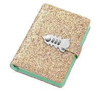 Diario Secreto 185 * 135mm 260 páginas código de lentejuelas agenda bloqueo manual grueso Oficina escuela papelería exquisito regalo contraseña Bloc notas(Golden)