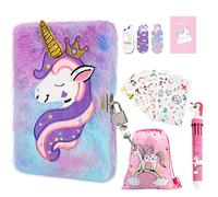 Diario Secreto Niña, Libreta Unicornia con Llave y Candado para Niñas y Chicas, Cuaderno Privado con Bolígrafo Multicolores, Pegatinas, Marcador Bonido, Nota Adhesiva para Chicas y Niños