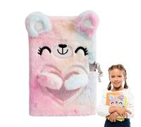 Diario secreto 'Oso - Cuaderno para niños con cerradura y llaves - Diario de peluche con 80 páginas, cuaderno de notas para diario secreto, cuaderno de viaje para escribir dibujos