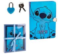 Diario Secreto - Tapa Dura - Con Stitch en el Frontal - Color Azul - Incluye Candado para Cerrarlo con Mayor Seguridad - Viene en Caja de Regalo - Producto Original Diseñado en España