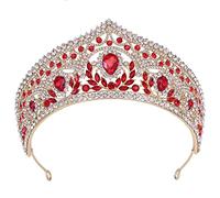 Diario tiara nupcial corona roja dhinestone tiara accesorios de fotografía de boda accesorios para el cabello de la boda corona