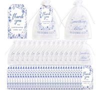 Diartpaint Juego de 50 bolsas de organza para despedida de soltera, bolsas de cordón con cordón para etiquetas, etiquetas de agradecimiento, bolsas de malla para boda, despedida de soltera, decoración