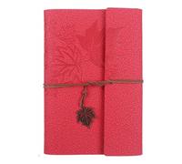 Diary Leather Cover Travel Notebook Retro Strap Triple Fold Loose Leaf Journal Para escribir y tomar notas(Red)