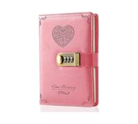 Diary with Lock for Girls - Leather Password Locking Journal Cute Secret Diaries Notebook with Combination Lock for Women Adults B6 Size 5.3x7.8 Inch