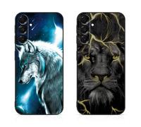 DiaryTown 2 Piezas Funda de Silicona para Samsung Galaxy A16 5G Carcasa Forro de Fundas con Animale Diseño Bonito Cubierta Cover Antigolpes Case para Galaxy A16 4G - Lobo y León