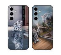 DiaryTown 2 Piezas Funda de Silicona para Samsung Galaxy A56 5G Carcasa Forro de Fundas con Animale Diseño Bonito Cubierta Cover Antigolpes Case para Galaxy A56 5G - Gato y Tigre