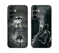 DiaryTown 2 Piezas Funda de Silicona para Samsung Galaxy A57 5G Carcasa Forro de Fundas con Animale Diseño Bonito Cubierta Cover Antigolpes Case Funda para Galaxy A57 5G - Perro y Lobo