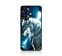 DiaryTown Funda para OPPO Reno11 F 5G Carcasa Protectora Antigolpes Silicona Case con Animale Diseño Bonito Cubierta Ultra Thin Cover Negro Mate Funda para Reno 11F 5G - Lobo Espacial