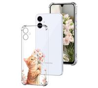 DiaryTown Funda para Samsung Galaxy A06 4G Transparente Carcasa Lindo Diseño Mujer Niñas Case Silicona Bumper Antigolpes Protectora Cover Elegante Simple Caso para Galaxy A06 4G - Gato Naranja