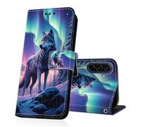 DiaryTown Funda para Samsung Galaxy A17 Cartera Carcasa Libro de PU Cuero Tapa Flip Folio Case Dibujos Ranura Tarjeta Función Soporte Antigolpes Protectora Cover Galaxy A17 5G / 4G - Wolf