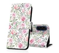DiaryTown Funda para Samsung Galaxy A17 Cartera Carcasa Libro de PU Cuero Tapa Flip Folio Case Dibujos Ranura Tarjeta Función Soporte Antigolpes Protectora Cover Galaxy A17 5G / 4G - Hoja Flor