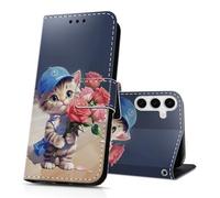 DiaryTown Funda para Samsung Galaxy A36 5G Cartera Carcasa Libro de PU Cuero Tapa Flip Folio Case Dibujos Ranura Tarjeta Función Soporte Antigolpes Protectora Cover Galaxy A36 5G - Rosa Roja y Gato