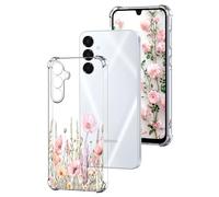 DiaryTown Funda para Samsung Galaxy A36 5G Transparente Carcasa Lindo Diseño Mujer Niñas Case Silicona Bumper Antigolpes Protectora Cover Elegante Simple Caso para Galaxy A36 5G - Floral