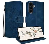 DiaryTown Funda para Samsung Galaxy A56 5G, Carcasa Vintage Dibujos Mariposa Libro de PU Cuero con Tapa y Cartera Flip Case Antigolpes Cover Protectora Ranura para Tarjetas y Billetera - Azul
