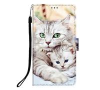 DiaryTown Funda para Samsung Galaxy A56 5G Cartera Carcasa Libro de PU Cuero Tapa Flip Folio Case Dibujos Ranura Tarjeta Función Soporte Antigolpes Protectora Cover Galaxy A56 5G - Gato Blanco