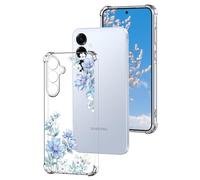 DiaryTown Funda para Samsung Galaxy A56 5G Transparente Carcasa Lindo Diseño Mujer Niñas Case Silicona Bumper Antigolpes Protectora Cover Elegante Simple Caso para Galaxy A56 5G, Flores Azules