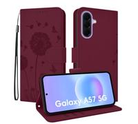 DiaryTown Funda para Samsung Galaxy A57 5G Cartera Carcasa Libro de PU Cuero Tapa Flip Folio Case Dibujos Ranura Tarjeta Función Soporte Antigolpes Protectora Cover Galaxy A57 5G - Burdeos