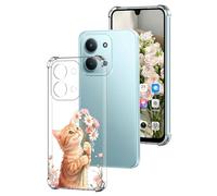 DiaryTown Funda para Xiaomi Redmi 15C Transparente Carcasa Lindo Diseño Mujer Niñas Case Silicona Bumper Antigolpes Protectora Cover Elegante Simple Caso para Redmi 15C 4G / 5G, Gato Naranja