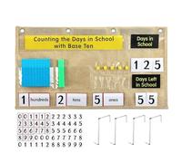 Días Colegio Pocket Chart | Base 10 Magnética Portátil con 4 Ganchos,Tabla de Días Escolares | para Preescolar Infantil Primaria y Educación en el Hogar