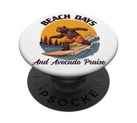Días de playa y alabanza de aguacate con divertido traje de oso surfista PopSockets PopGrip Adhesivo