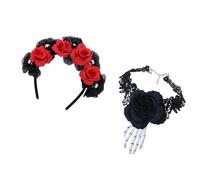 Dias Des Los Muerto - Accesorios para disfraz de Día de los Muertos, disfraz de Halloween para mujer, diseño de coronas de flores, accesorios para disfraz de calavera de azúcar